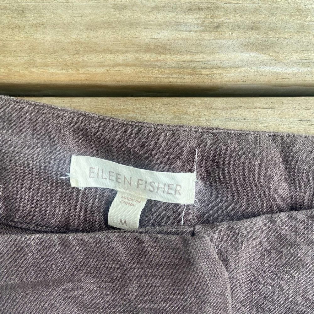 Eileen Fisher Brown Linen Wide Leg Crop Pants Med - Picture 3 of 3